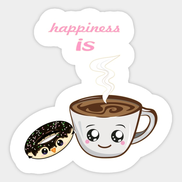 happiness is donut and coffee Sticker by AliensRich